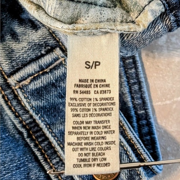 American Eagle Cropped Medium Blue Cotton Blend Denim Jacket Women's Size S/P - Picture 4 of 5